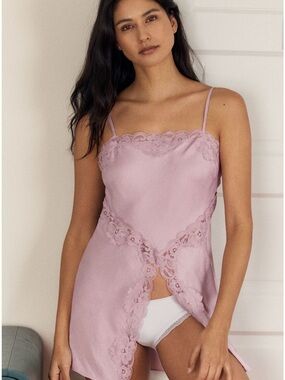 Lace-Trim satin top
